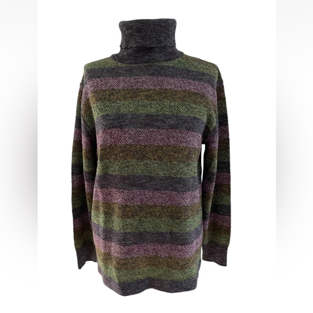 Missoni Sport Wool Blend Long Sleeve Turtleneck Striped Sweater Women’s Sz M